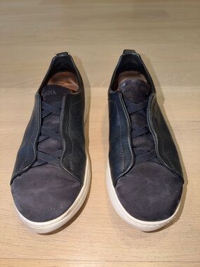 Ermenegildo Zegna Dark Blue & Suede Triple Stitch